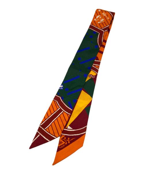 HERMES（エルメス）HERMES (エルメス) ツイリーシルクスカーフ グリーン×オレンジの古着・服飾アイテム