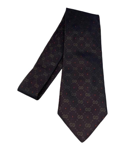 GUCCI（グッチ）GUCCI (グッチ) GG柄ネクタイ ブラック サイズ:表記無し（実寸参照）の古着・服飾アイテム