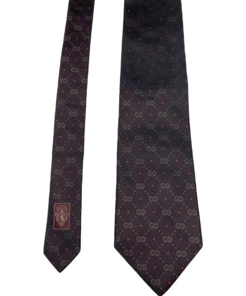 GUCCI（グッチ）GUCCI (グッチ) GG柄ネクタイ ブラック サイズ:表記無し（実寸参照）の古着・服飾アイテム