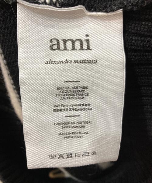 AMI Alexandre Mattiussi（アミアレクサンドルマテュッシ）AMI Alexandre Mattiussi (アミアレクサンドルマテュッシ) ハートロゴタートルネックニット ブラック×ホワイト サイズ:XSの古着・服飾アイテム