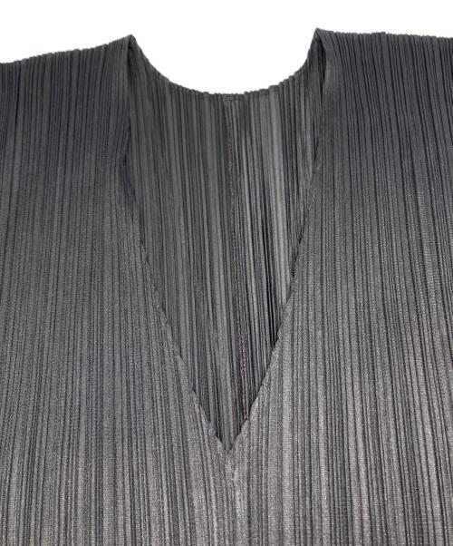 PLEATS PLEASE（プリーツプリーズ）PLEATS PLEASE (プリーツプリーズ) Vネック チュニック ワンピース ブラウン サイズ:3の古着・服飾アイテム