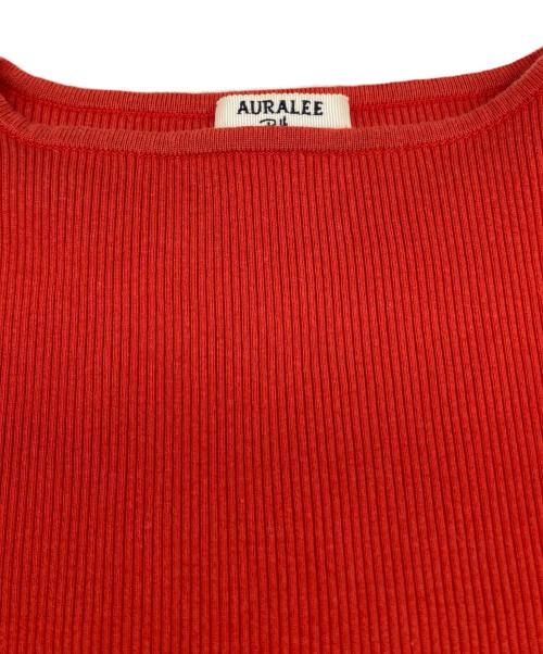 AURALEE（オーラリー）AURALEE (オーラリー) ボートネック リブ ニット レッドの古着・服飾アイテム