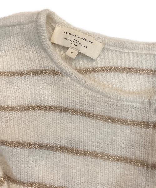 LA MAILLE SEZANE（ラ マイユ セザンヌ）LA MAILLE SEZANE (ラ マイユ セザンヌ) ニットカーディガン ブラウン×ホワイト サイズ:表記無しの古着・服飾アイテム