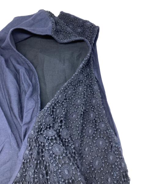 LOISIR（ロワズィール）LOISIR (ロワズィール) レース ノースリーブ ワンピース ネイビー サイズ:実寸参照の古着・服飾アイテム