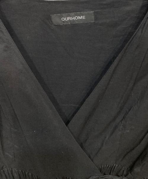 ourhome（アワホーム）ourhome (アワホーム) カシュクールワンピース ブラック サイズ:FREEの古着・服飾アイテム