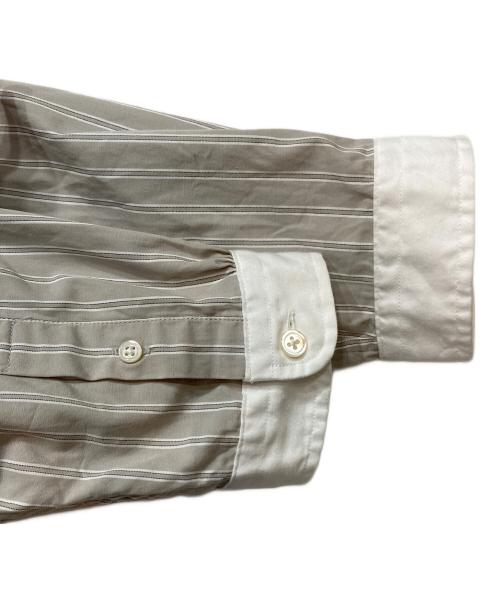 Gymphlex（ジムフレックス）Gymphlex (ジムフレックス) ストライプ バンドカラー シャツワンピース グレー サイズ:14の古着・服飾アイテム