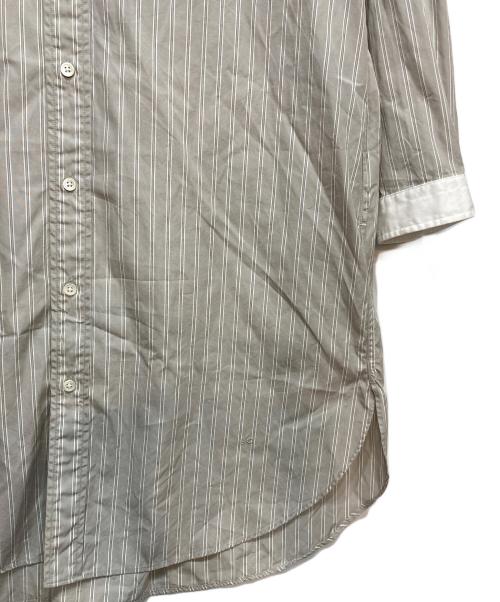Gymphlex（ジムフレックス）Gymphlex (ジムフレックス) ストライプ バンドカラー シャツワンピース グレー サイズ:14の古着・服飾アイテム