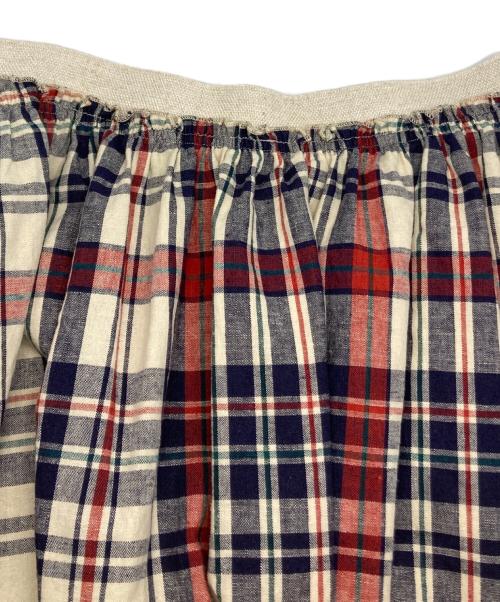 merci par artisan fabrique（メルシー パールティザンファブリック）merci par artisan fabrique (メルシー パールティザンファブリック) リネン混チェックスカート ベージュ×レッド サイズ:FREEの古着・服飾アイテム