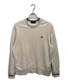 FRED PERRY（フレッドペリー）の古着「ロゴ刺繍クルーネックスウェット」｜ベージュ