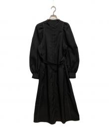 BARNEYS NEWYORK（バーニーズ・ニューヨーク）の古着「ウォッシャブル スタンドカラードレス」｜ブラック