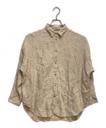 Spick and Span（スピック＆スパン）の古着「80リネンカシュクール ビッグシャツ」｜ベージュ