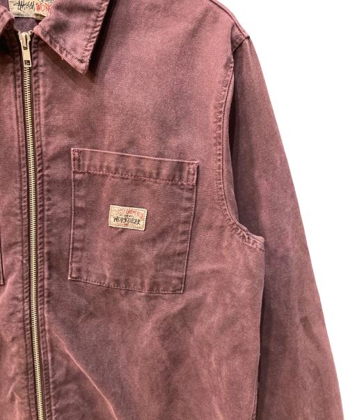 stussy（ステューシー）stussy (ステューシー) Washed Canvas Zip Shirt レッド サイズ:Ｓの古着・服飾アイテム