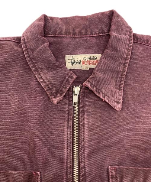 stussy（ステューシー）stussy (ステューシー) Washed Canvas Zip Shirt レッド サイズ:Ｓの古着・服飾アイテム