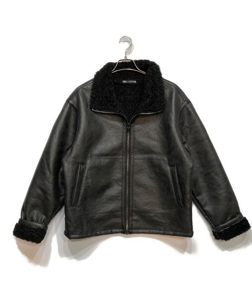 ZARA（ザラ）ZARA (ザラ) B-3 エコレザージャケット ブラック サイズ:XLの古着・服飾アイテム