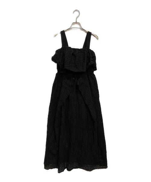 pinue（ピヌエ）pinue (ピヌエ) カットワーク レース ワンピース ブラック サイズ:Mの古着・服飾アイテム