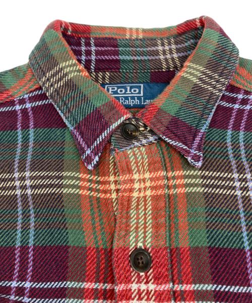 POLO RALPH LAUREN（ポロ・ラルフローレン）POLO RALPH LAUREN (ポロ・ラルフローレン) チェック ネルシャツ オレンジ×グリーン サイズ:Mの古着・服飾アイテム