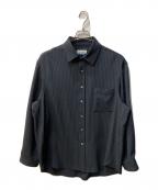 MAISON SPECIALメゾンスペシャル）の古着「Frieren Stripe Prime-Over Regular Collar Shirt」｜ネイビー