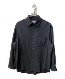 MAISON SPECIAL（メゾンスペシャル）の古着「Frieren Stripe Prime-Over Regular Collar Shirt」｜ネイビー