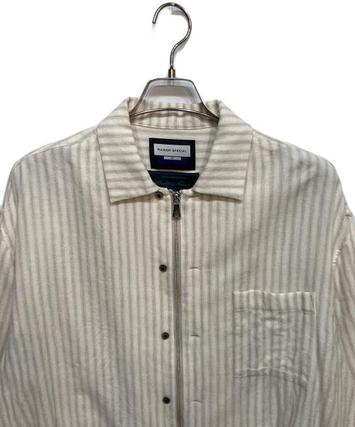 MAISON SPECIAL（メゾンスペシャル）MAISON SPECIAL (メゾンスペシャル) Prime-Over 2way Zip Shirts ホワイト×ベージュ サイズ:2の古着・服飾アイテム