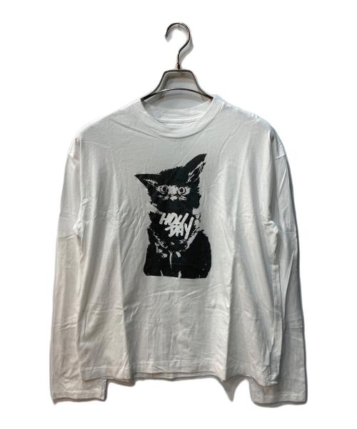 holiday（ホリデー）holiday (ホリデー) SUPER FINE L/S T-SHIRT ネコ ホワイト サイズ:XLの古着・服飾アイテム