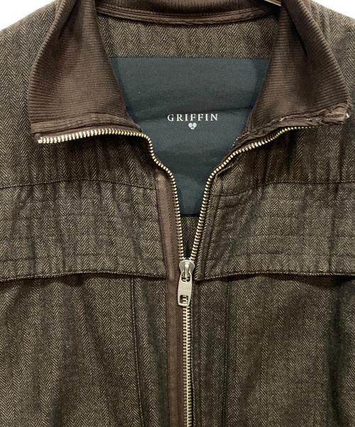 GRIFFIN（グリフィン）GRIFFIN (グリフィン) ヘリンボーンジップアップジャケット ブラウン サイズ:３２の古着・服飾アイテム