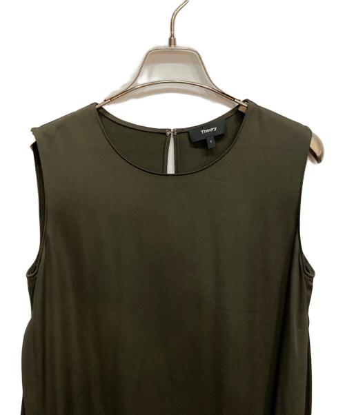 theory（セオリー）theory (セオリー) サテンサイドプリーツワンピース オリーブ サイズ:Sの古着・服飾アイテム