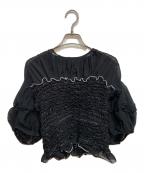 CLANEクラネ）の古着「COLOR STITCHED SHIRRING TOPS」｜ブラック
