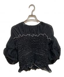 CLANE（クラネ）の古着「COLOR STITCHED SHIRRING TOPS」｜ブラック