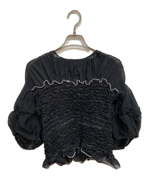 CLANE（クラネ）CLANE (クラネ) COLOR STITCHED SHIRRING TOPS ブラック サイズ:1の古着・服飾アイテム