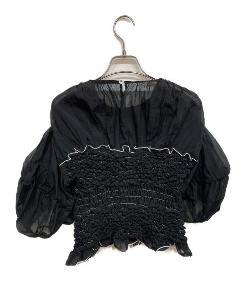 CLANE（クラネ）CLANE (クラネ) COLOR STITCHED SHIRRING TOPS ブラック サイズ:1の古着・服飾アイテム