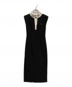 HER LIP TOハーリップトゥ）の古着「French Sleeve Polo Long Dress」｜ブラック