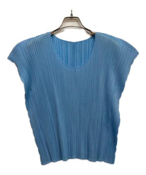 PLEATS PLEASE（プリーツプリーズ）PLEATS PLEASE (プリーツプリーズ) ノースリーブプリーツカットソー ブルー サイズ:3の古着・服飾アイテム
