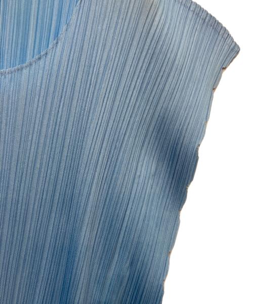 PLEATS PLEASE（プリーツプリーズ）PLEATS PLEASE (プリーツプリーズ) ノースリーブプリーツカットソー ブルー サイズ:3の古着・服飾アイテム
