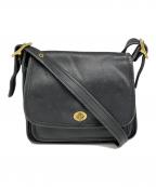 COACHコーチ）の古着「ランブラーターンロック フラップ レザー ショルダーバッグ」｜ブラック