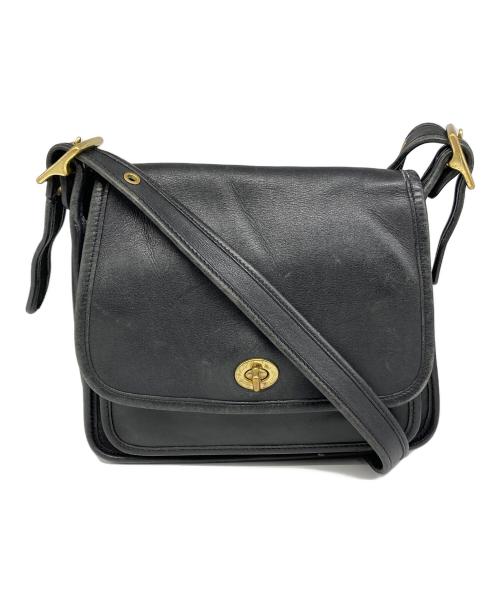 COACH（コーチ）COACH (コーチ) ランブラーターンロック フラップ レザー ショルダーバッグ ブラックの古着・服飾アイテム