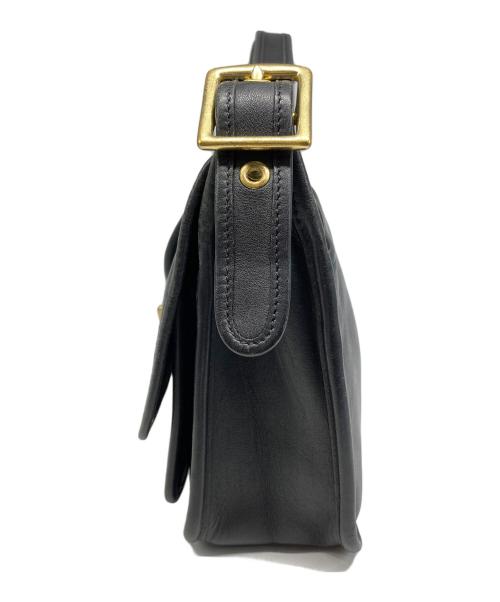 COACH（コーチ）COACH (コーチ) ランブラーターンロック フラップ レザー ショルダーバッグ ブラックの古着・服飾アイテム