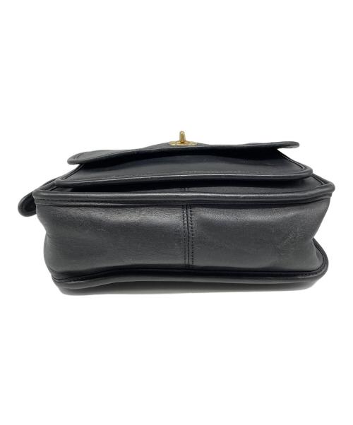 COACH（コーチ）COACH (コーチ) ランブラーターンロック フラップ レザー ショルダーバッグ ブラックの古着・服飾アイテム