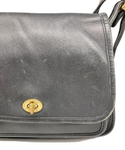 COACH（コーチ）COACH (コーチ) ランブラーターンロック フラップ レザー ショルダーバッグ ブラックの古着・服飾アイテム