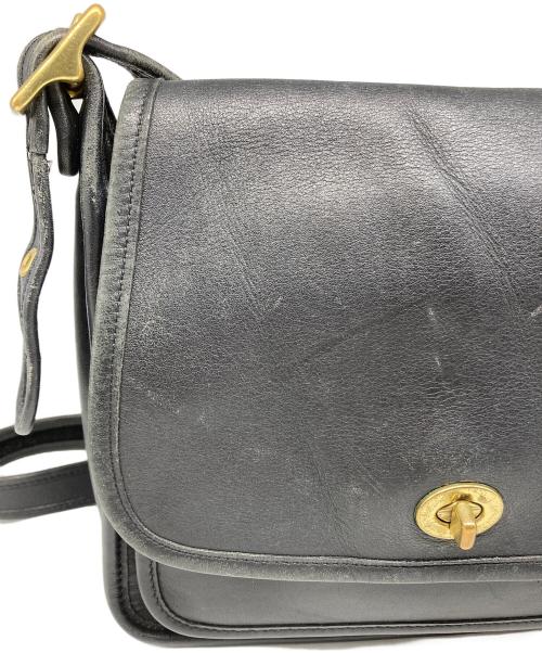COACH（コーチ）COACH (コーチ) ランブラーターンロック フラップ レザー ショルダーバッグ ブラックの古着・服飾アイテム