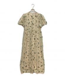 CLANE（クラネ）の古着「FLOWER OPAL PUFF ONEPIECE」｜グリーン×ベージュ