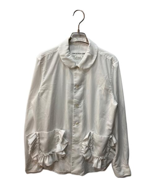 COMME des GARCONS GIRL（コムデギャルソンガール）COMME des GARCONS GIRL (コムデギャルソンガール) 丸襟フリルポケットシャツ ホワイト サイズ:Ｌの古着・服飾アイテム