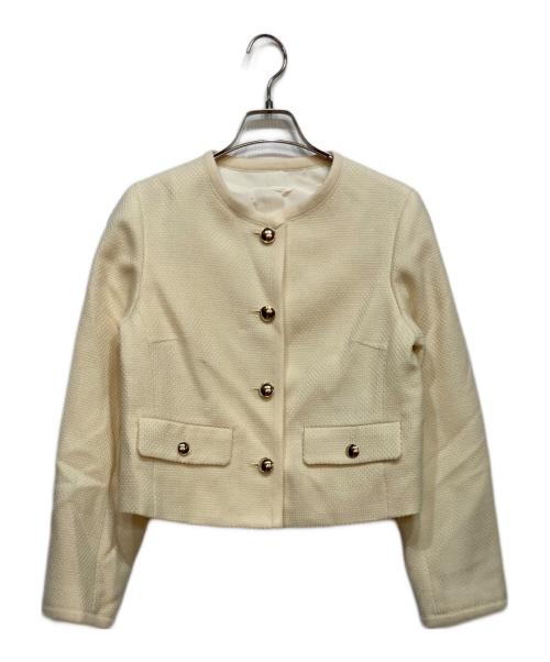 ANAYI（アナイ）ANAYI (アナイ) ウール プリペラ ノーカラー ジャケット アイボリー サイズ:36の古着・服飾アイテム