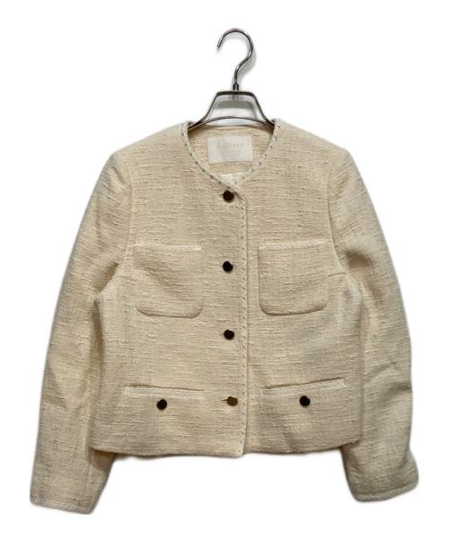 BALLSEY（ボールジィ）BALLSEY (ボールジィ) スラブ コットン ツイード Vクルーネック ジャケット ベージュ サイズ:36の古着・服飾アイテム