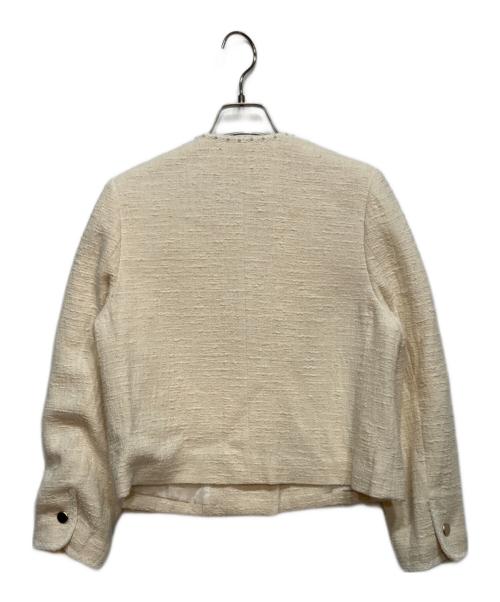 BALLSEY（ボールジィ）BALLSEY (ボールジィ) スラブ コットン ツイード Vクルーネック ジャケット ベージュ サイズ:36の古着・服飾アイテム