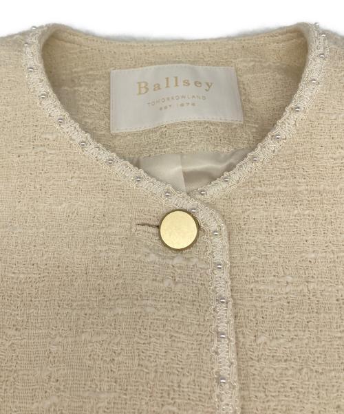 BALLSEY（ボールジィ）BALLSEY (ボールジィ) スラブ コットン ツイード Vクルーネック ジャケット ベージュ サイズ:36の古着・服飾アイテム