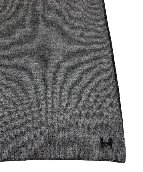 HERMES（エルメス）HERMES (エルメス) ウール カシミヤ ストール ブラック×グレーの古着・服飾アイテム