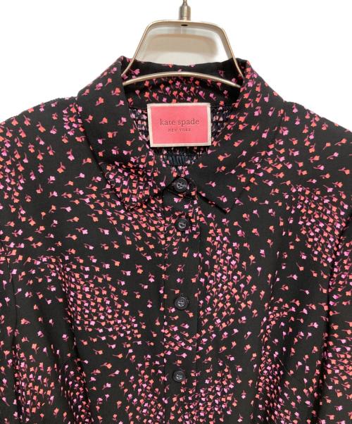 Kate Spade（ケイトスペード）Kate Spade (ケイトスペード) 花柄ワンピース ピンク×ブラック サイズ:4の古着・服飾アイテム