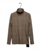 th productsティーエイチプロダクツ）の古着「Tweed Printed Turtle neck　ツイードプリント タートルンエック ニット」｜ブラウン