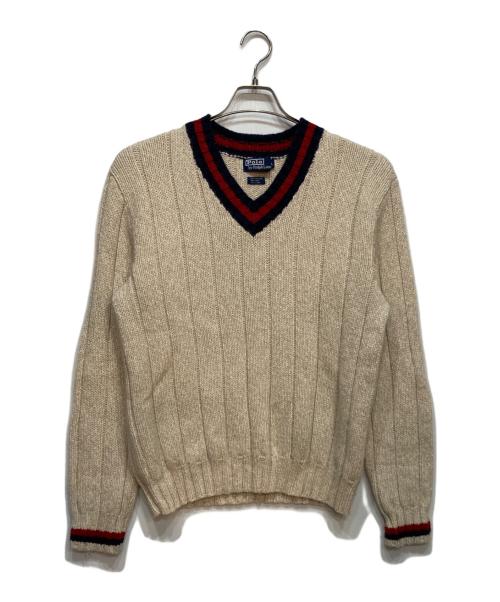 POLO RALPH LAUREN（ポロ・ラルフローレン）POLO RALPH LAUREN (ポロ・ラルフローレン) Vネックニット ベージュ サイズ:Lの古着・服飾アイテム
