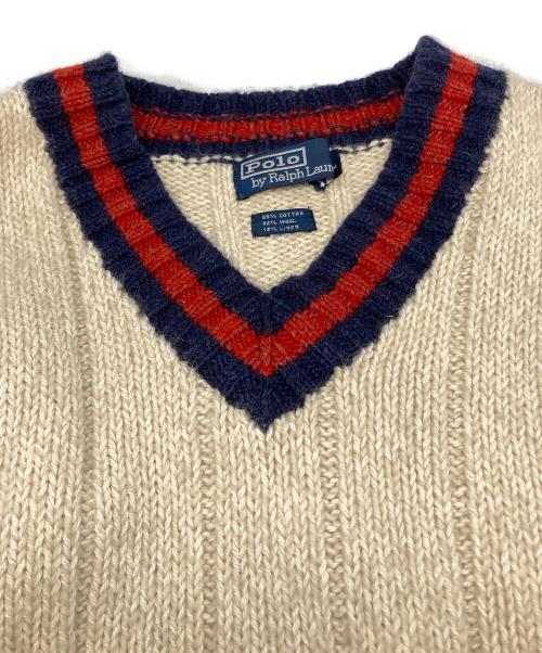 POLO RALPH LAUREN（ポロ・ラルフローレン）POLO RALPH LAUREN (ポロ・ラルフローレン) Vネックニット ベージュ サイズ:Lの古着・服飾アイテム